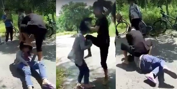 Một cảnh trong clip nữ sinh bị đánh hội đồng dã man ở TPHCM