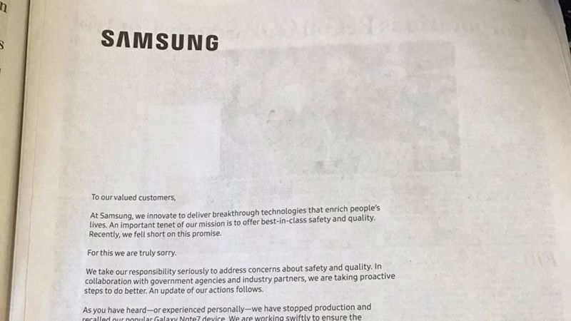 Samsung xin lỗi người dùng vì sự cố Galaxy Note 7