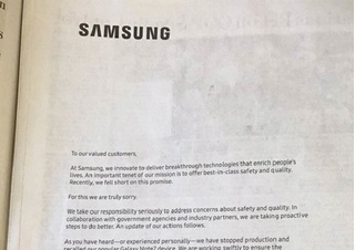 Samsung chạy quảng cáo xin lỗi người dùng vì sự cố Note 7