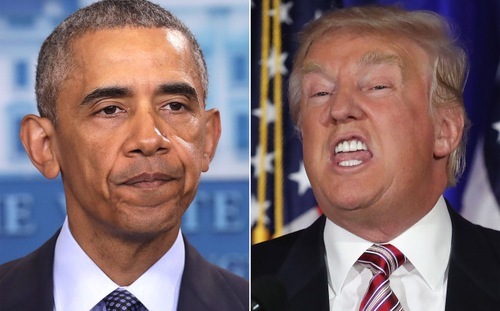 Tổng thống Mỹ Barack Obama (trái) và Tổng thống đắc cử Donald Trump