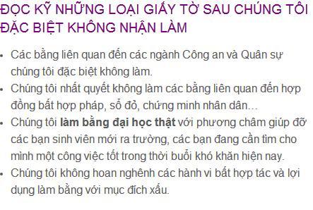 Lời quảng cáo của các dịch vụ làm giấy tờ giả