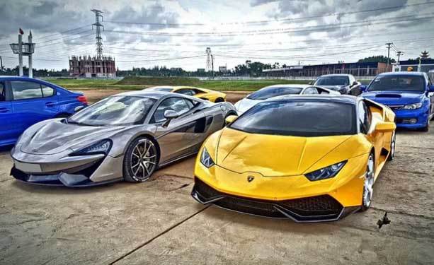 Bộ đôi siêu xe của Cường Đô la là xe Lamborghini Aventador LP700-4 màu vàng, Lamborghini Huracan LP610-4