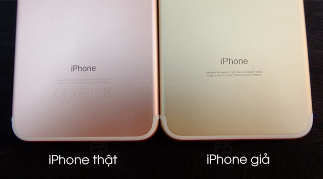 Cách phân biệt iPhone 7 thật giả bằng dòng chữ ở mặt sau