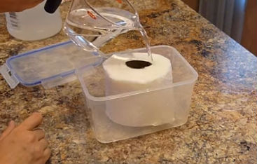 Đổ giấm lên giấy vệ sinh, để trong ngăn mát dùng dần