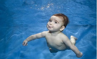 Clip bố dạy con trai tập bơi siêu dễ thương khiến cư dân mạng 