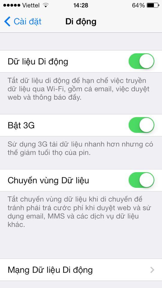 Cách tiết kiệm dung lượng 3G trên iPhone 3