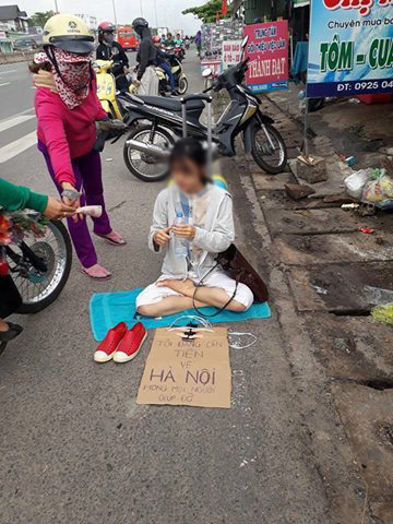 cô gái xin tiền về Hà Nội ở Đồng Nai 2