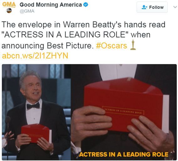 Oscar 2017 trao nhầm giải 5