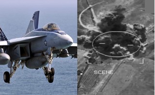 Video chiến đấu cơ F/A-18 giáng đòn tử thần làm nơi chế tạo bom của IS tan tành