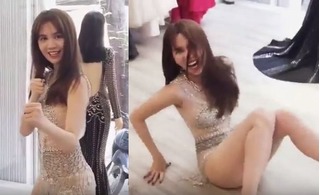 Ngọc Trinh đi giày cao gót đánh võ và cái kết 