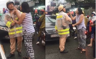 Người phụ nữ ngổ ngáo nắm cổ áo và lớn tiếng với CSGT trên đường phố Sài Gòn