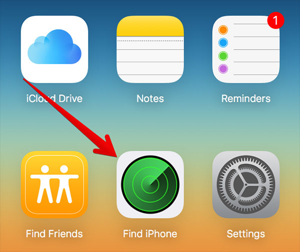Chức năng Find iPhone trên iCloud. Ảnh chụp màn hình