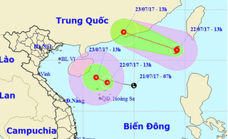 Bão và áp thấp nhiệt đới cùng xuất hiện trên biển Đông
