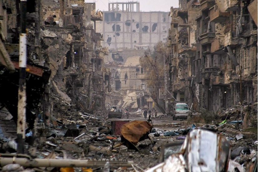 Deir ez-Zor tan hoang sau những trận chiến giữa khủng bố IS và quân đội Syria. Ảnh: FNA