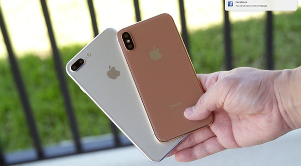 iPhone 7s Plus (trắng) và iPhone 8 (hồng). Ảnh: kenh14