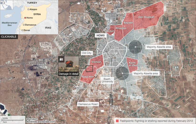 Bản đồ chiến trường Syria. Ảnh: Google Map