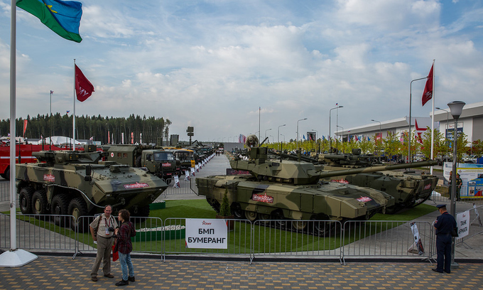 Khoảng 600 vũ khí quân sự Nga hiện đại đã được trưng bày tại Diễn đàn quân sự Army 2017 tại Công viên Patriot, Moscow, Nga. Ảnh: Livejournal