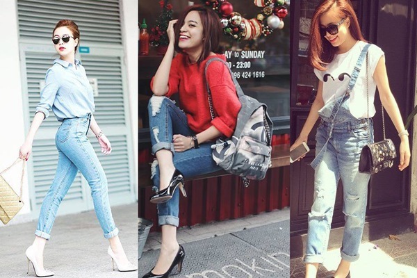 Hoang Thùy Linh mặc quần jeans