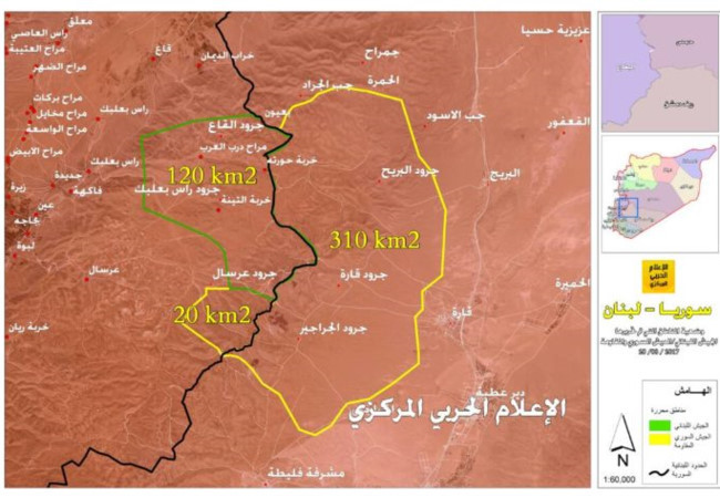 Diện tích được giải phóng trên vùng biên giới Syria-Lebanon khỏi tay khủng bố IS. Ảnh: Viettimes