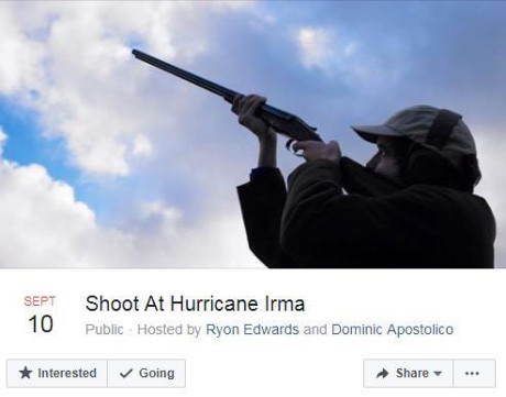  Hiện có 50.000 cư dân mạng tham gia sự kiện bắn súng đuổi siêu bão Irma. Ảnh: Facebook