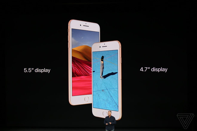 Hai kích thước màn hình của iPhone 8 và 8 Plus. Ảnh: The Verge