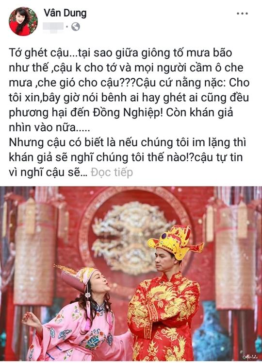 Vân Dung viết dòng chia sẻ sau câu chuyện vợ Xuân Bắc và NSND Anh Tú