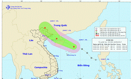 Sáng mai áp thấp nhiệt đới tăng cấp tiến vào bờ biển Quảng Ninh - Hải Phòng