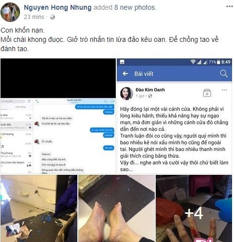Vợ viết status chửi Kim Oanh, Xuân Bắc đập phá đồ đạc, đánh vợ chảy máu