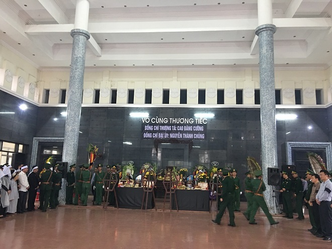 Truy điệu hai cán bộ biên phòng tử vong trong mưa lũ ở Thanh Hóa