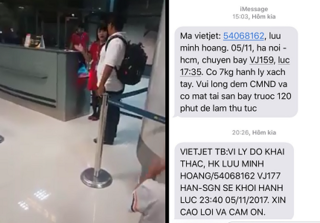 Nữ nhân viên hãng hàng không VietJet xé vé hành khách vì vào cửa muộn
