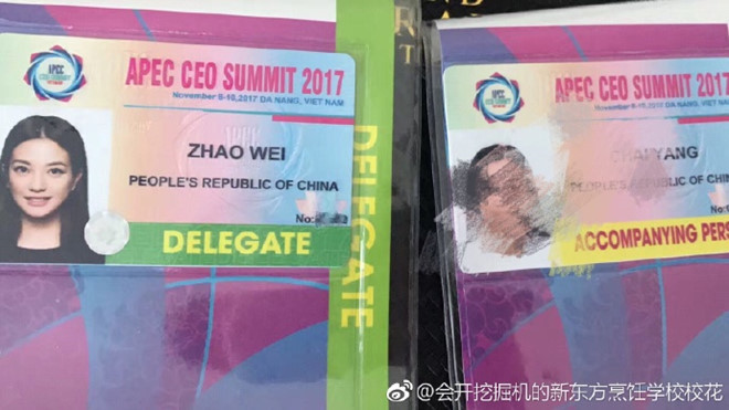 Triệu Vy trở thành đại biểu Trung Quốc đến Việt Nam tham dự APEC 2017?