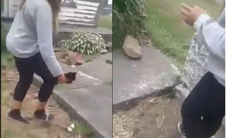 Cô gái trẻ ném cả tảng bê tông vào một chú mèo con tội nghiệp