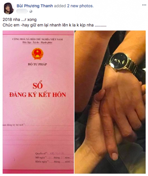 Phương Thanh thông báo kết hôn vào năm 2018?