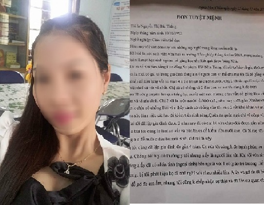 Mẹ cô giáo để lại thư tuyệt mệnh lên tiếng về cái chết của con gái