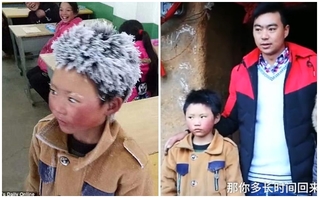 Tâm sự của cha cậu bé tóc đông đá đi bộ 5 km tới trường dưới thời tiết -9 độ C