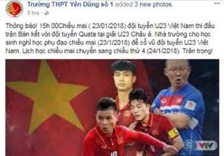 Nhà trường cho học sinh nghỉ học để cổ vũ đội tuyển U23 Việt Nam