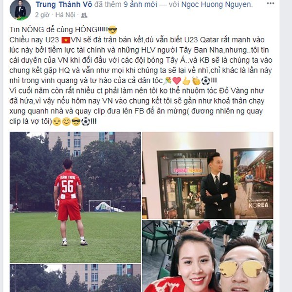 MC Thành Trung hứa cởi đồ quay clip tung lên mạng nếu U-23 Việt Nam chiến thắng