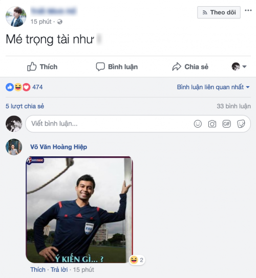 Trọng tài chính trận U23 Việt Nam - U23 Qatar đã khoá Facebook