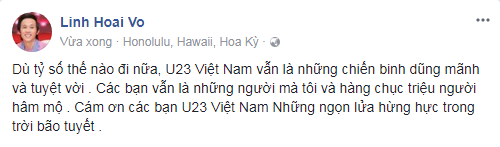 sao việt nói gì về trận chung kết của đội tuyển U23 Việt Nam hoài linh