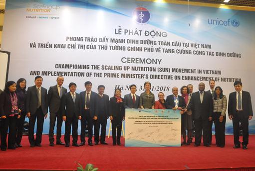 Phó thủ tướng Vũ Đức Đam tại lễ phát động tăng cường dinh dưỡng toàn cầu