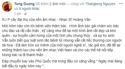Sao Việt đau xót khi nghe tin nhạc sĩ Hoàng Vân qua đời