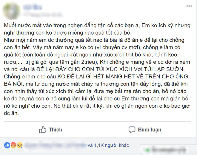 Chồng được thưởng Tết đồ nhập khẩu mà gửi hết về biếu ông bà nội