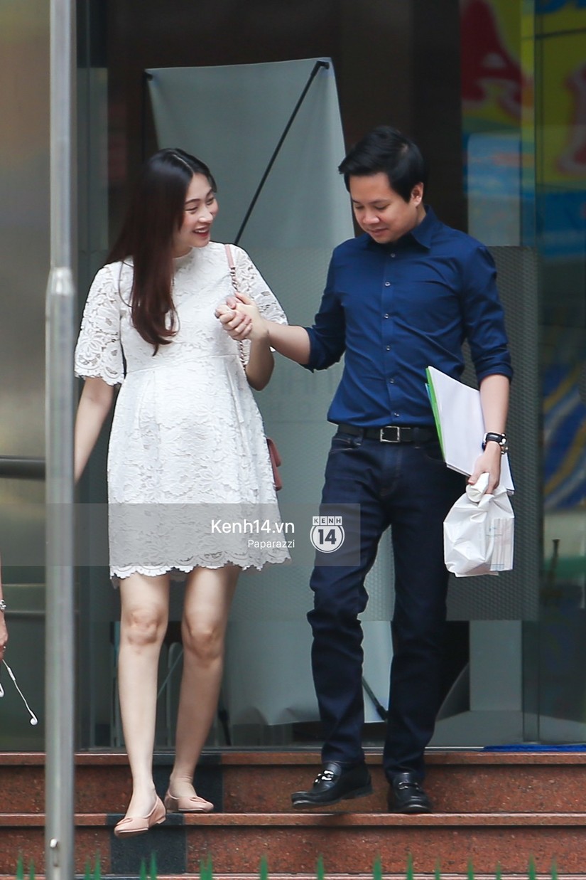 Hoa hậu Đặng Thu Thảo bị bắt gặp lộ bụng bầu, được Trung Tín đưa đi khám thai