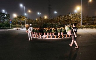 Cảm động hai vợ chồng mang hoa trang trí cho vòng xoay ở Sài Gòn