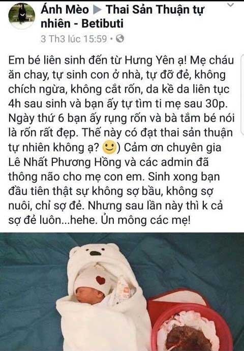 Bộ Y tế truy tìm bà mẹ ở Hưng Yên cổ vũ sinh con thuận tự nhiên