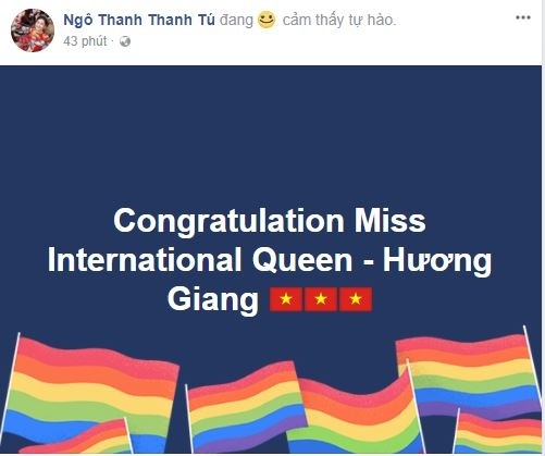 Sao Việt đua nhau chúc mừng Hương Giang đăng quang Hoa hậu chuyển giới Quốc tế 2018