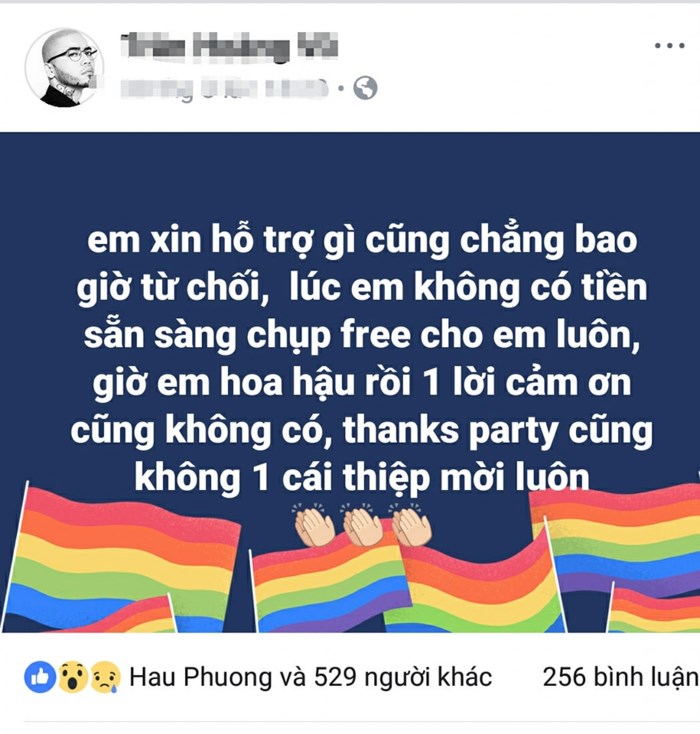 Tân Hoa hậu chuyển giới Hương Giang bị tố vô ơn