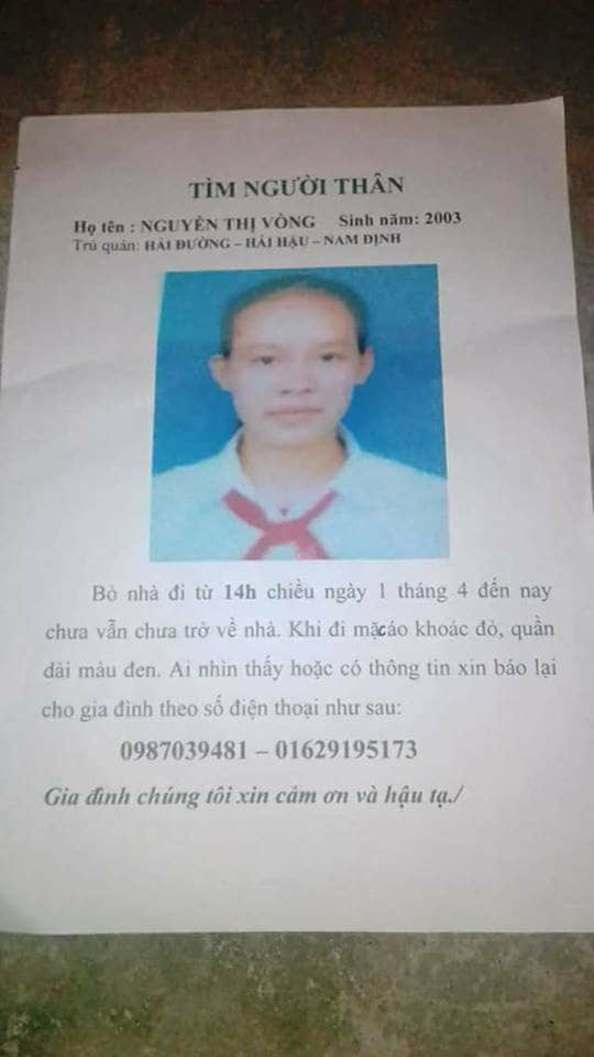 Nữ sinh 15 tuổi bắt xe từ Nam Định lên Hà Nội, sau đó mất tích cùng người đàn ông lạ