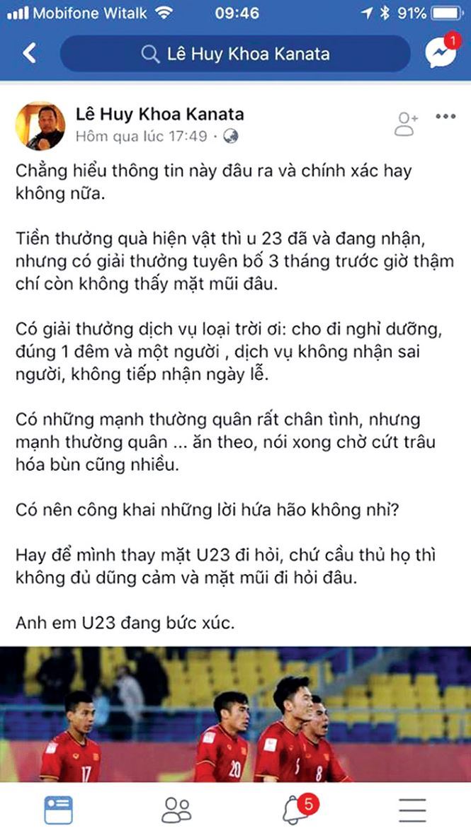 Bi hài chuyện thưởng của U23 Việt Nam
