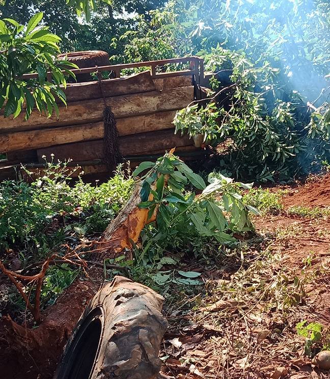 vụ tai nạn xe chở gỗ lật nghiêng khiến 1 người chết